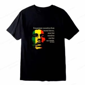 Bob Marley Black Rasta Freedom Quote Graphic Men's T-Shirt