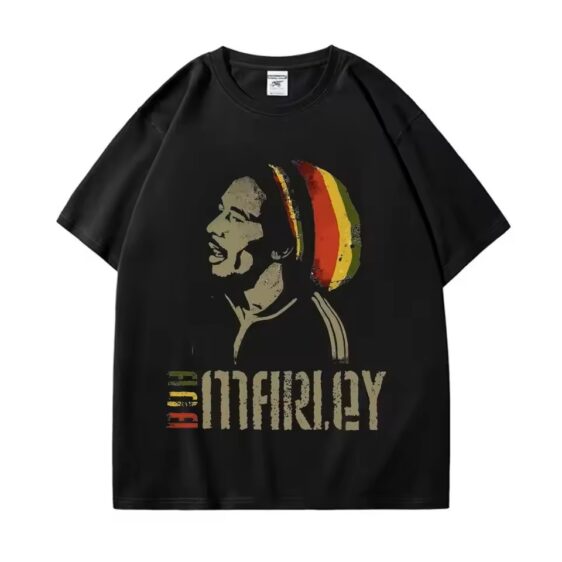 Bob Marley Black Retro Rasta Graphic Men's T-Shirt