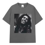 Bob Marley Black & White Smiling Portrait Gray Men's T-Shirt