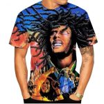 Bob Marley Braided Hair Psychedelic Reggae Art Men's T-Shirt