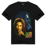 Bob Marley Dual Portrait Artistic Black Men's T-Shirt