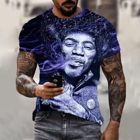Bob Marley Electric Smoke Blue Artwork Men's T-Shirt