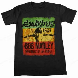 Bob Marley Exodus 1977 Rasta Graphic Black Men's T-Shirt