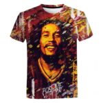 Bob Marley Fiery Abstract Positive Vibration Men's T-Shirt