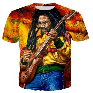 Bob Marley Fiery Reggae Passion Guitar Art Men's T-Shirt