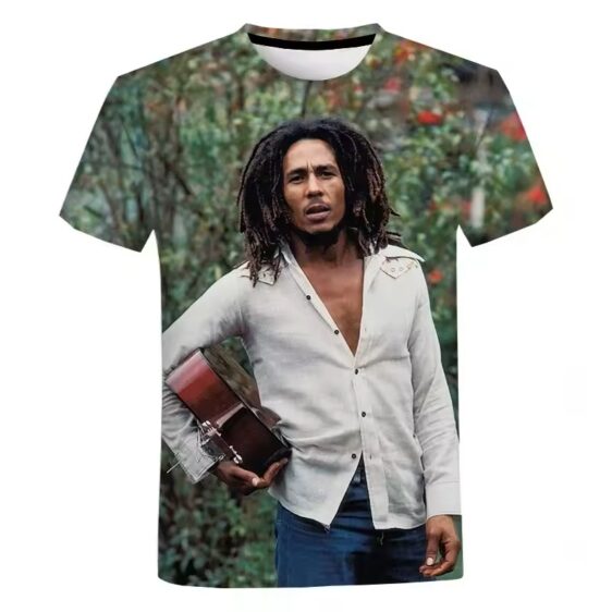 Bob Marley Holding Acoustic Guitar Photo Men's T-Shirt