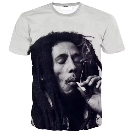 Bob Marley Iconic Smoking Portrait Monochrome Men's T-Shirt