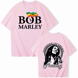 Bob Marley Island Face Typography Graphic Pink Men's T-Shirt