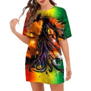 Bob Marley Lion Rasta Spirit Art Oversized Women's T-Shirt