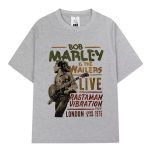 Bob Marley Live 1976 Rastaman Vibration Gray Men's T-Shirt
