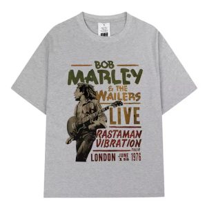 Bob Marley Live 1976 Rastaman Vibration Gray Men's T-Shirt