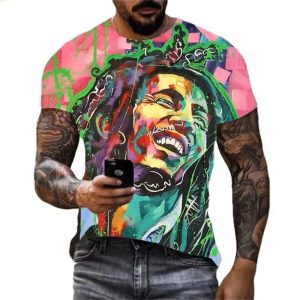 Bob Marley Neon Graffiti Street Artwork Men's T-Shirt