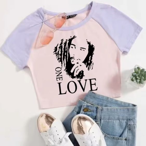 Bob Marley One Love Art Light Purple Pink Women's T-Shirt