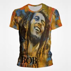 Bob Marley Psychedelic All-Over Print Brown Men's T-Shirt