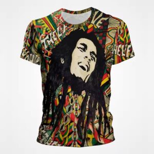 Bob Marley Psychedelic Rasta Cartoon Art Men's T-Shirt