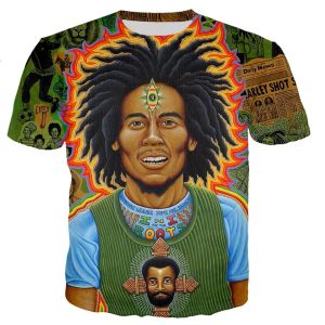 Bob Marley Psychedelic Third Eye Spiritual Art Men's T-Shirt