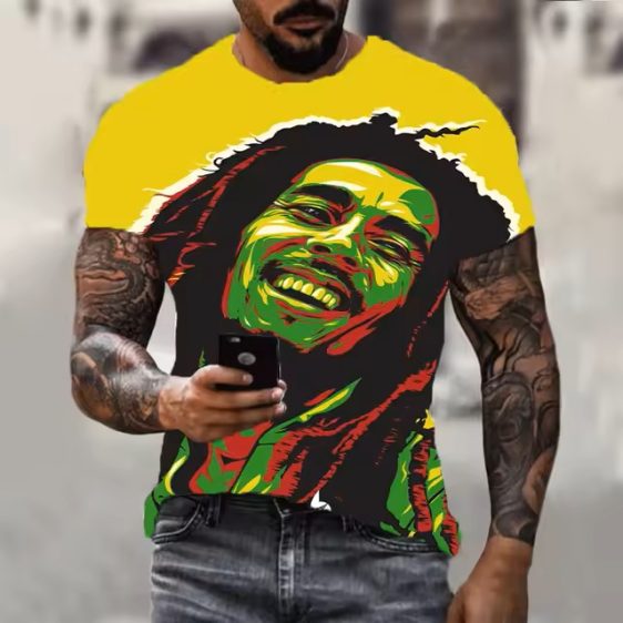 Bob Marley Rasta Art Vibrant Reggae Spirit Men's T-Shirt