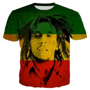 Bob Marley Rasta Flag Reggae Tribute 3D Print Men's T-Shirt