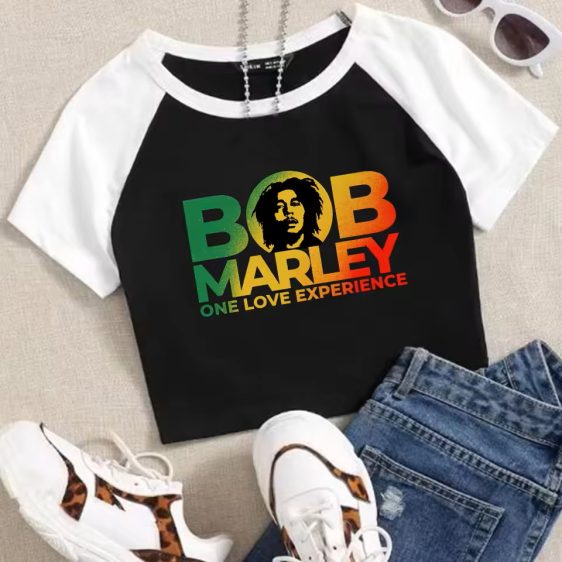 Bob Marley Rasta Graphic Black & White Women's T-Shirt