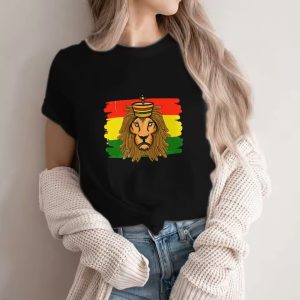 Bob Marley Rasta-Inspired Regal Lion Black Women's T-Shirt