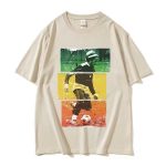 Bob Marley Rasta Soccer Photo Graphic Beige Men's T-Shirt