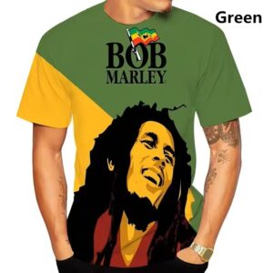 Bob Marley Rasta Tribute Jamaica Flag Graphic Men's T-Shirt