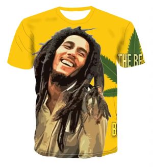 Bob Marley Rasta Vibes Marijuana Leaves Yellow Men's T-Shirt