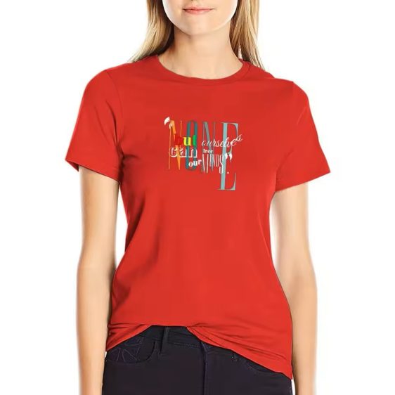 Bob Marley Redemption Song Typography Red Women's T-Shirt