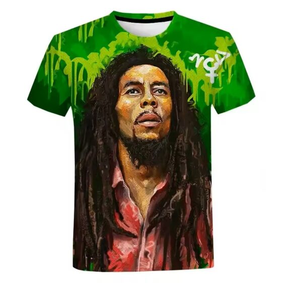 Bob Marley Reggae Icon Vibrant Green Drip Art Men's T-Shirt