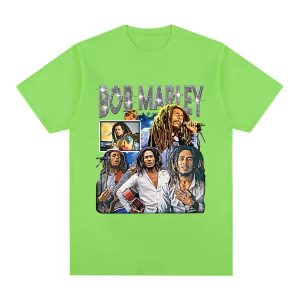 Bob Marley Shining Typography Photo Art Green Men's T-Shirt