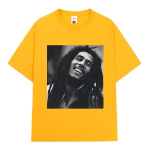 Bob Marley Smiling Monochrome Portrait Yellow Men's T-Shirt