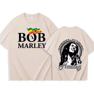 Bob Marley Smiling Portrait Rasta Flag Beige Men's T-Shirt