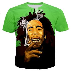 Bob Marley Smokin’ Chill Vector Art Green Men's T-Shirt