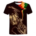 Bob Marley Smoking Rastafarian Graphic Art Men's T-Shirt