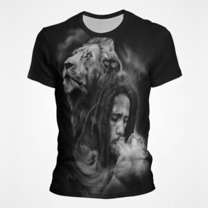 Bob Marley Spiritual Lion Smoke Graphic Black Men's T-Shirt