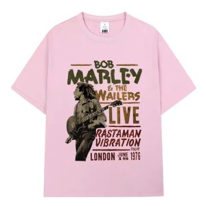 Bob Marley & The Wailers 1976 Poster Art Pink Men's T-Shirt