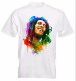 Bob Marley Vibrant Watercolor Burst White Men's T-Shirt