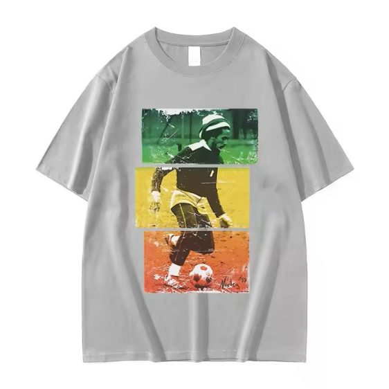 Classic Bob Marley Rasta Soccer Graphic Gray Men's T-Shirt