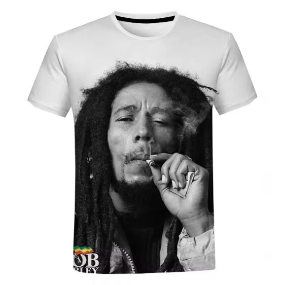 Classic Bob Marley Smoking Black & White Men's T-Shirt