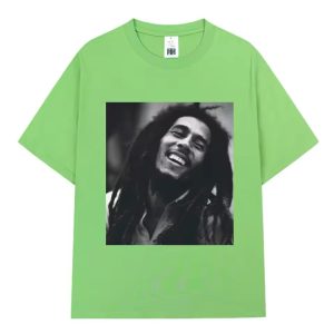 Classic Reggae Artist Bob Marley Smiling Green Men's T-Shirt