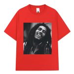 Classic Reggae Bob Marley Smiling Portrait Red Men's T-Shirt
