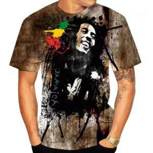 Iconic Bob Marley Pose Grunge Graffiti Paint Men's T-Shirt