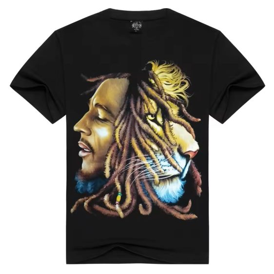 Jamaican Artist Bob Marley Lion Fusion Black Men's T-Shirt