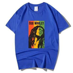 Jamaican Artist Bob Marley Rasta Colors Blue Men's T-Shirt