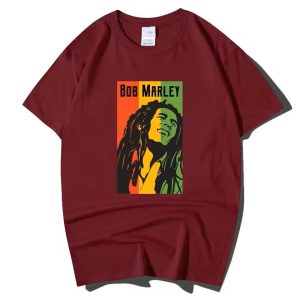 Jamaican Artist Bob Marley Rasta Colors Maroon Men's T-Shirt