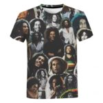 Jamaican Artist Bob Marley Reggae Collage Men's T-Shirt