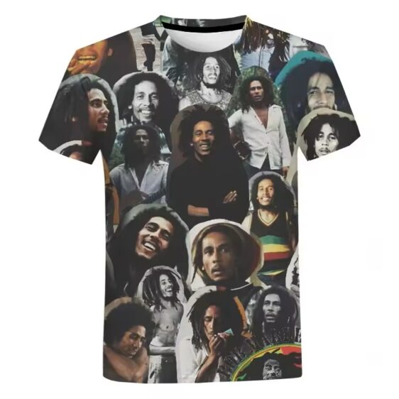 Jamaican Artist Bob Marley Reggae Collage Men's T-Shirt