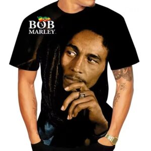 Jamaican Singer Bob Marley Portrait Graphic Men's T-Shirt