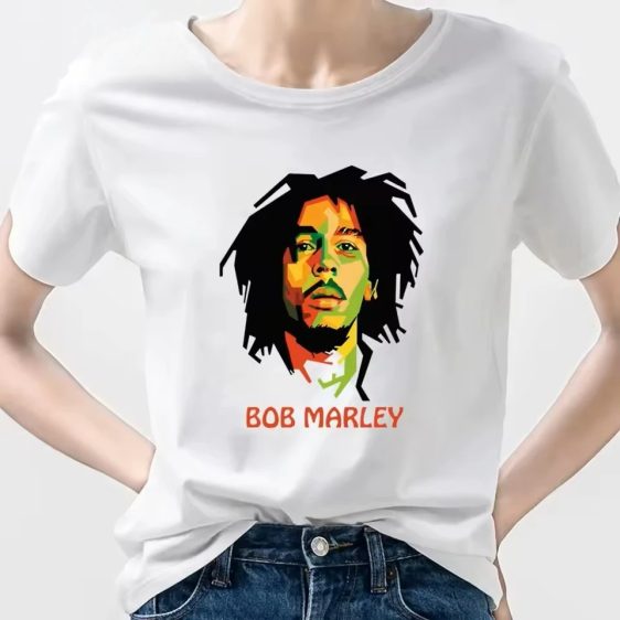 Jamaican Singer Bob Marley Rasta Face Art Women's T-Shirt