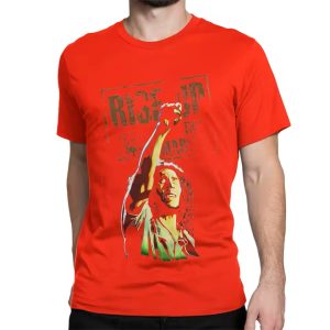 Jamaican Singer Bob Marley Rise Up Graphic Red Men's T-Shirt